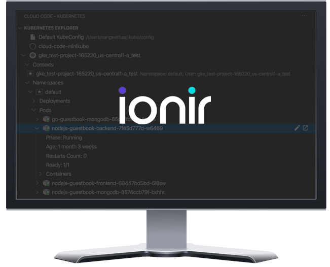 A photo of a laptop with the ionir logo
